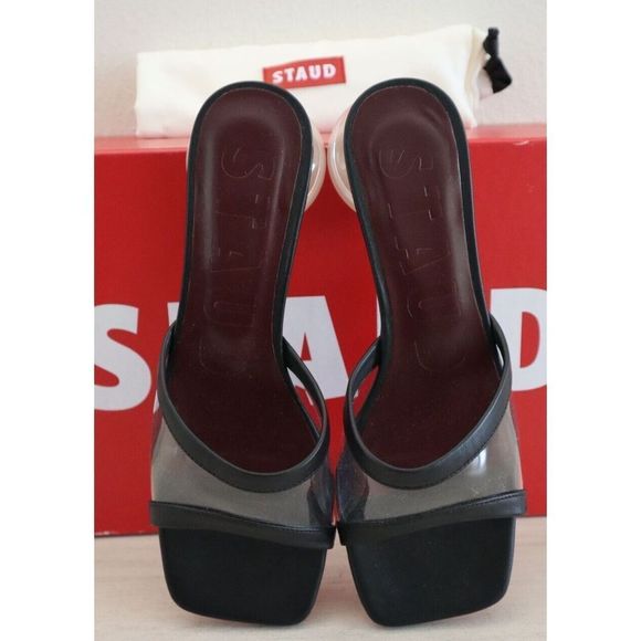 Staud 404-1251 Women's Sz 37 / US 7 Black/Clear Simone Clear Mule Sandals $350 - Picture 5 of 16